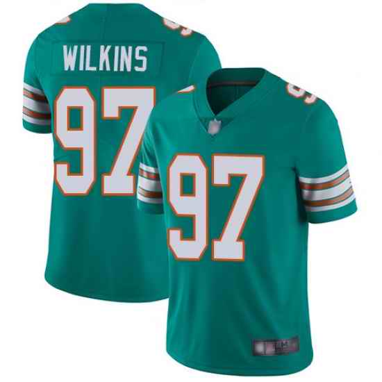 Dolphins 97 Christian Wilkins Aqua Green Alternate Men Stitched Football Vapor Untouchable Limited Jersey